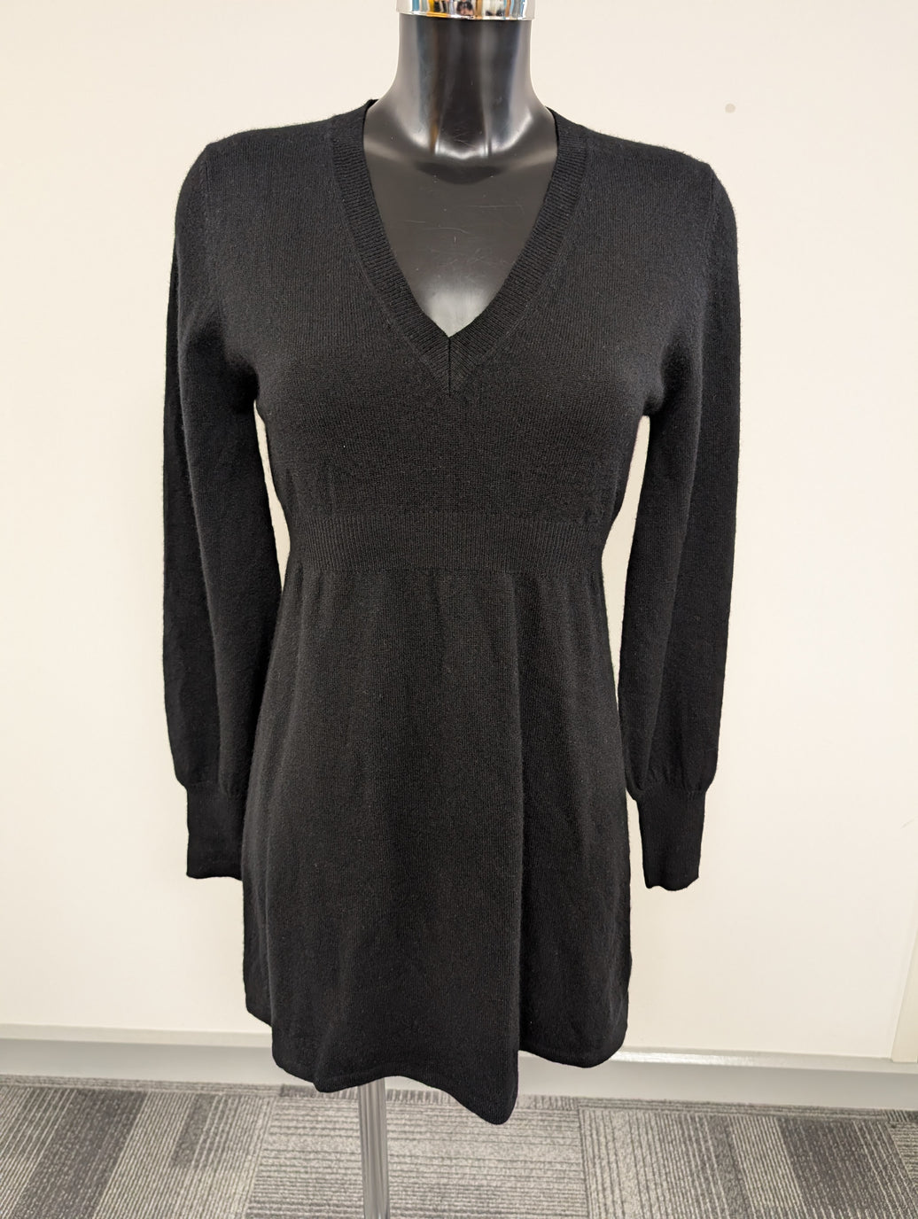 Vintage Black Cashmere Mini Dress by Marilyn Moore Size UK 8/10