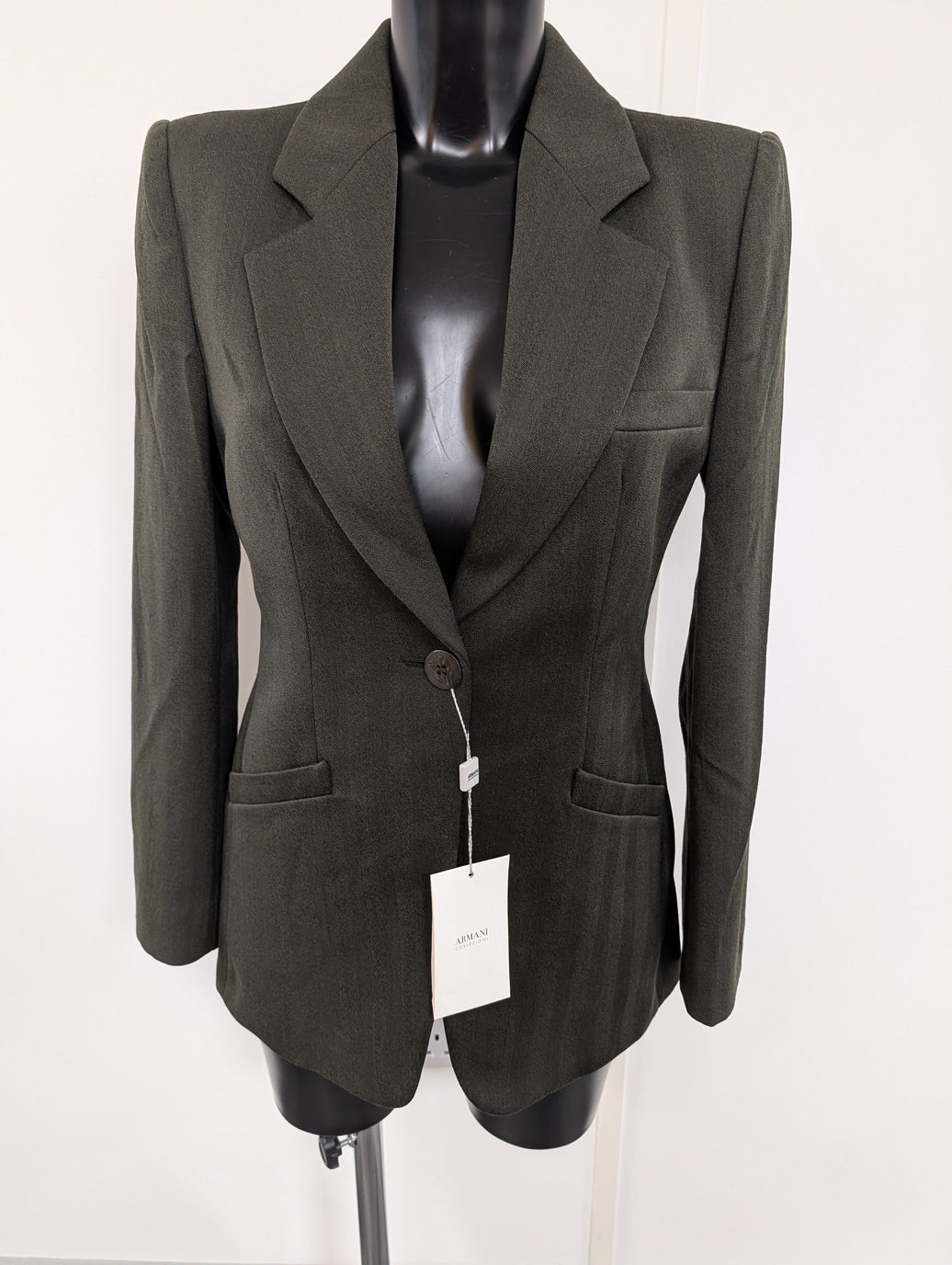 Olive Green Suit Blazer from Armani Collezioni Size UK 10