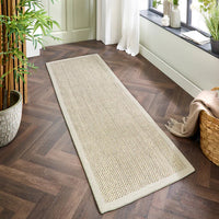 Hand Woven Sisal Rug - Light Beige with Sand Border