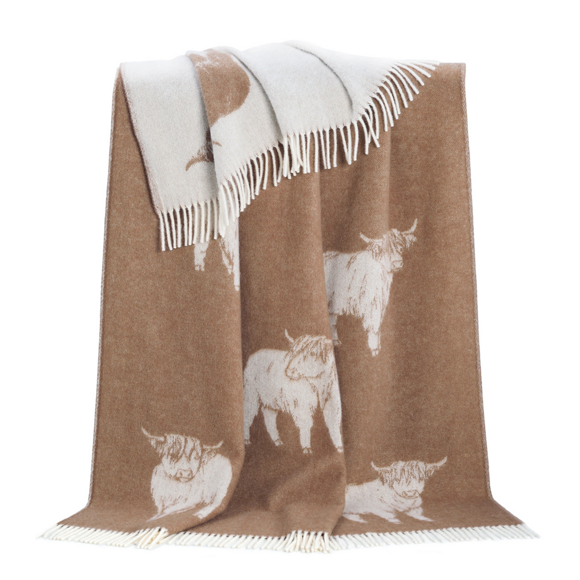 Highland Cow Design 100% Wool Blanket