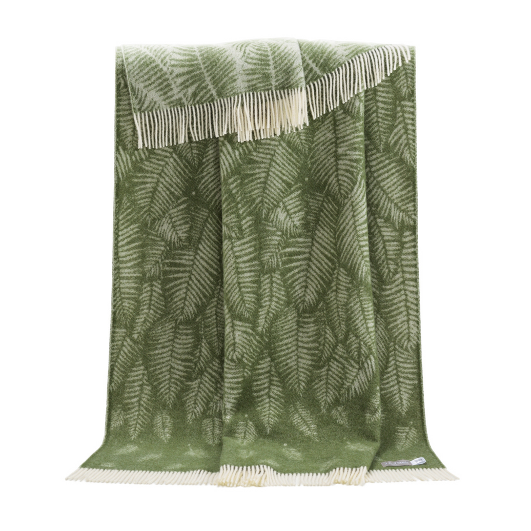 Green Fern Design 100% Wool Blanket