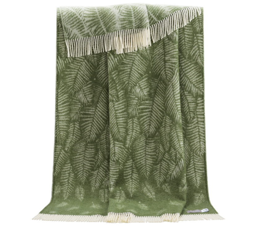 Green Fern Design 100% Wool Blanket