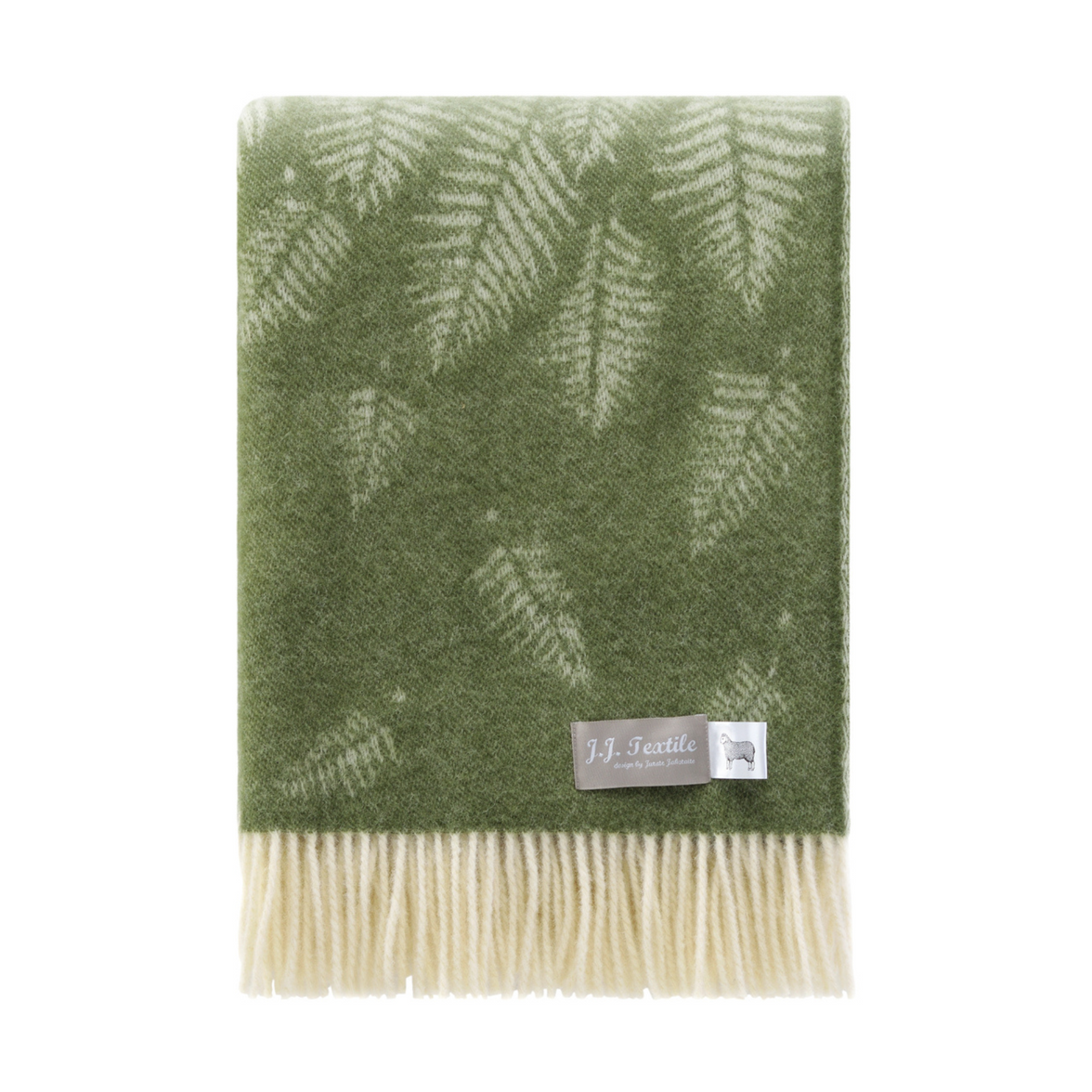 Green Fern Design 100% Wool Blanket