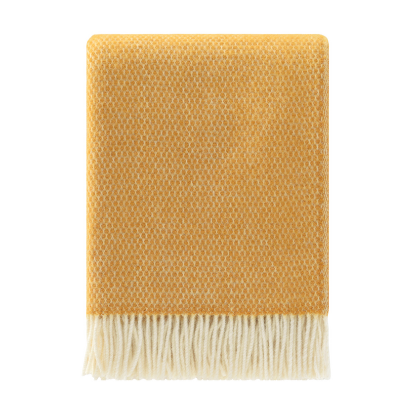 Yellow Honeycomb Design 100% Wool Blanket