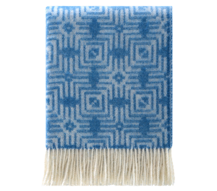 Retro Geometric Design 100% Wool Blanket