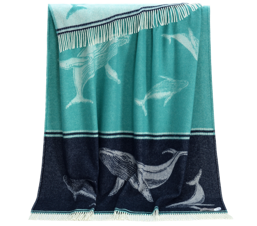 Whale Design 100% Merino Wool Blanket