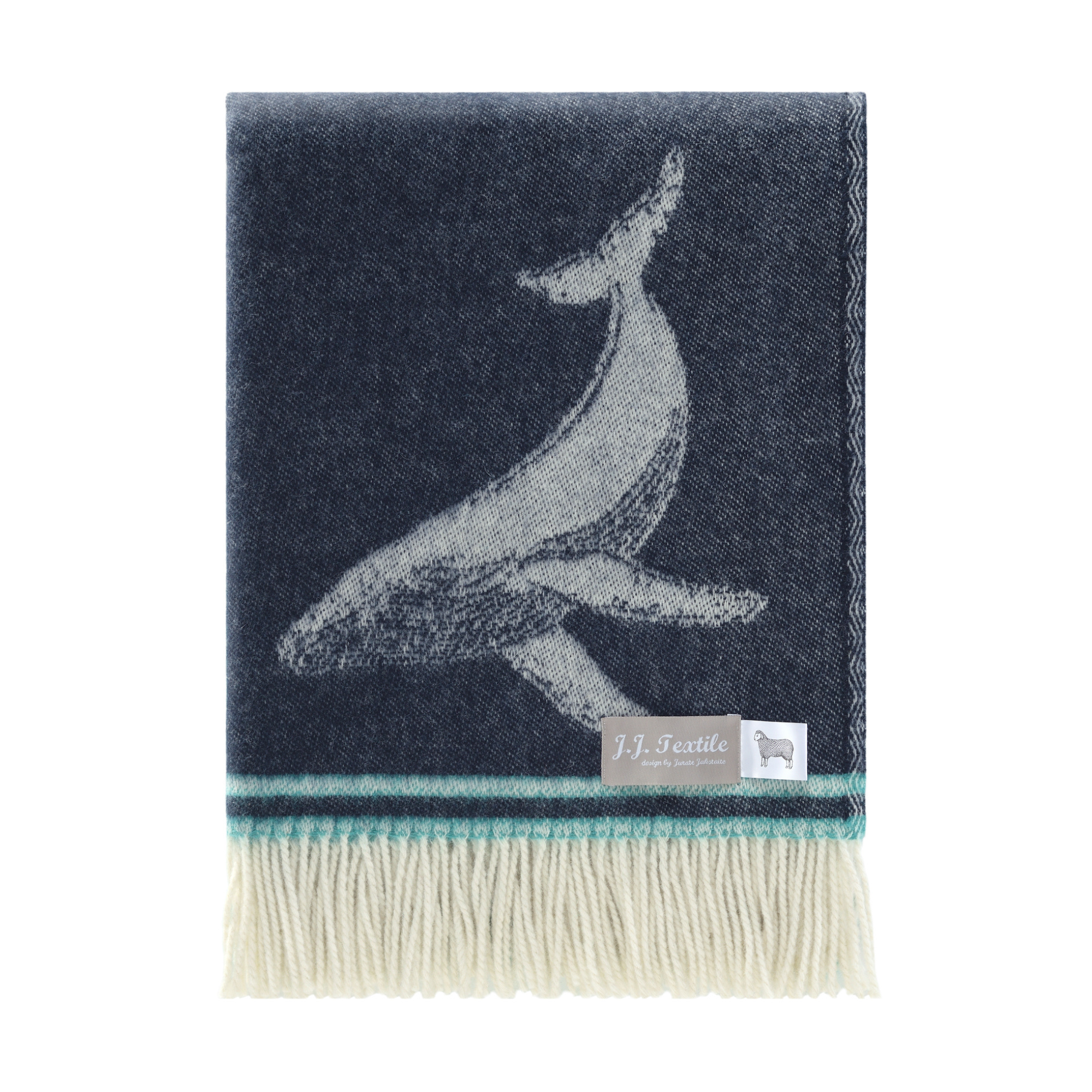 Whale Design 100% Merino Wool Blanket