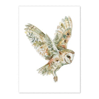 Botanical Owl Wildlife Watercolor Art Print: Print Only: Unframed / 8x10″ / 20x25 cm