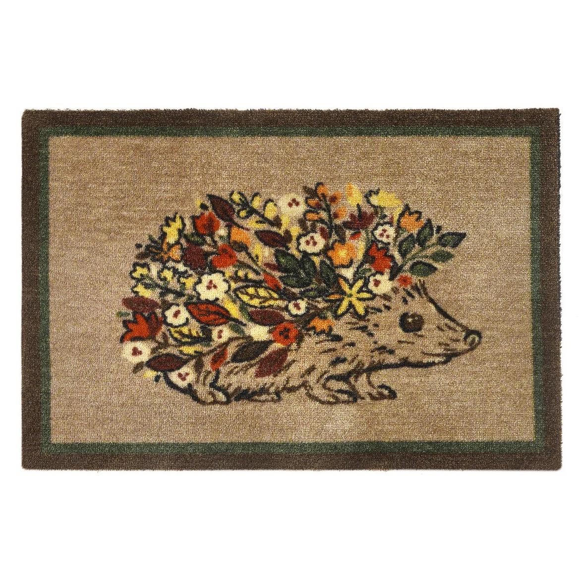 Floral Hedgehog Washable Nylon Doormat