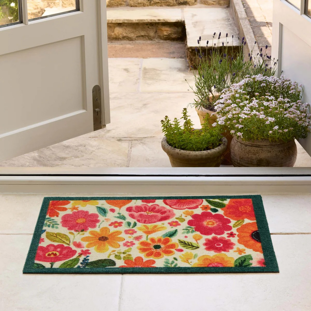 Bright Blooms Nylon Washable Doormat