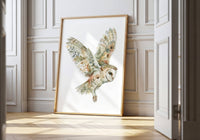 Botanical Owl Wildlife Watercolor Art Print: Print Only: Unframed / 8x10″ / 20x25 cm