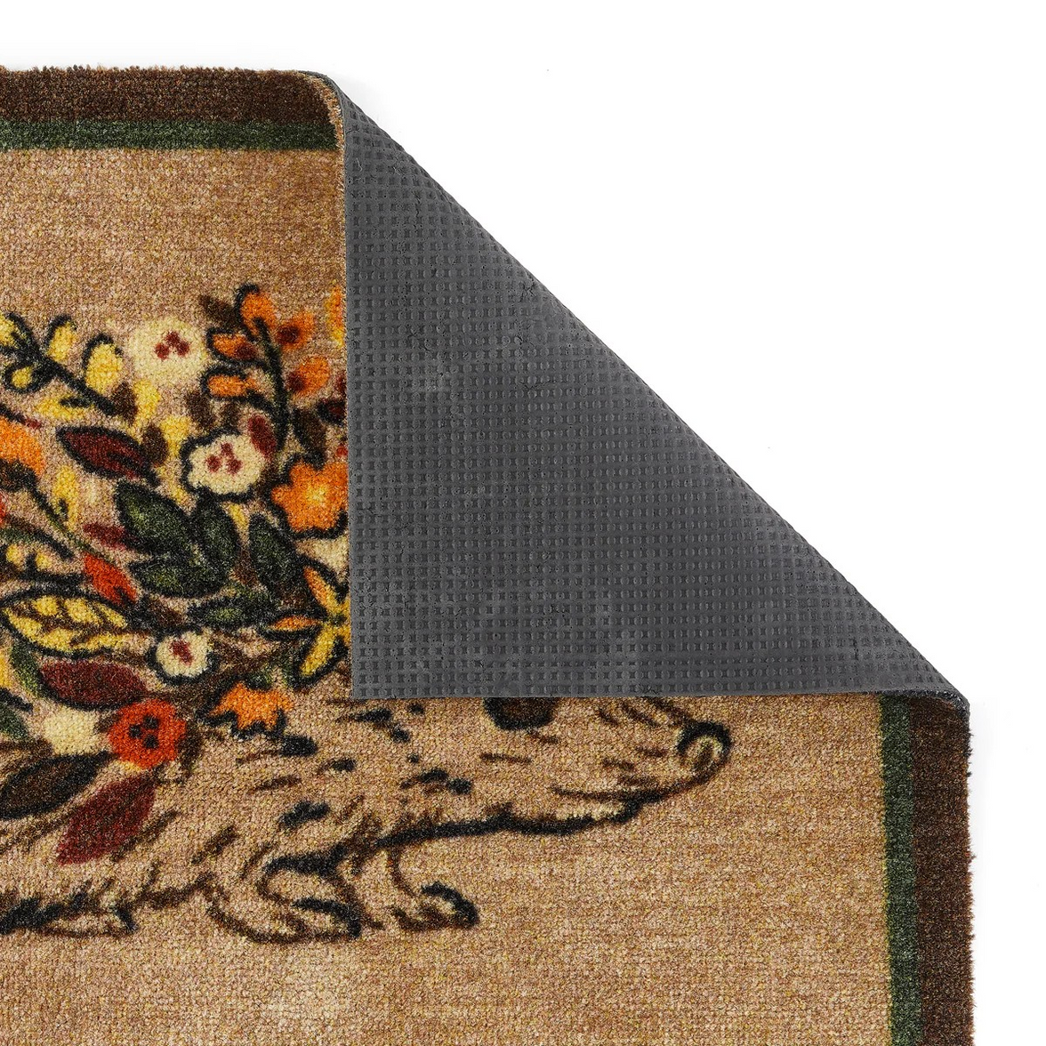 Floral Hedgehog Washable Nylon Doormat
