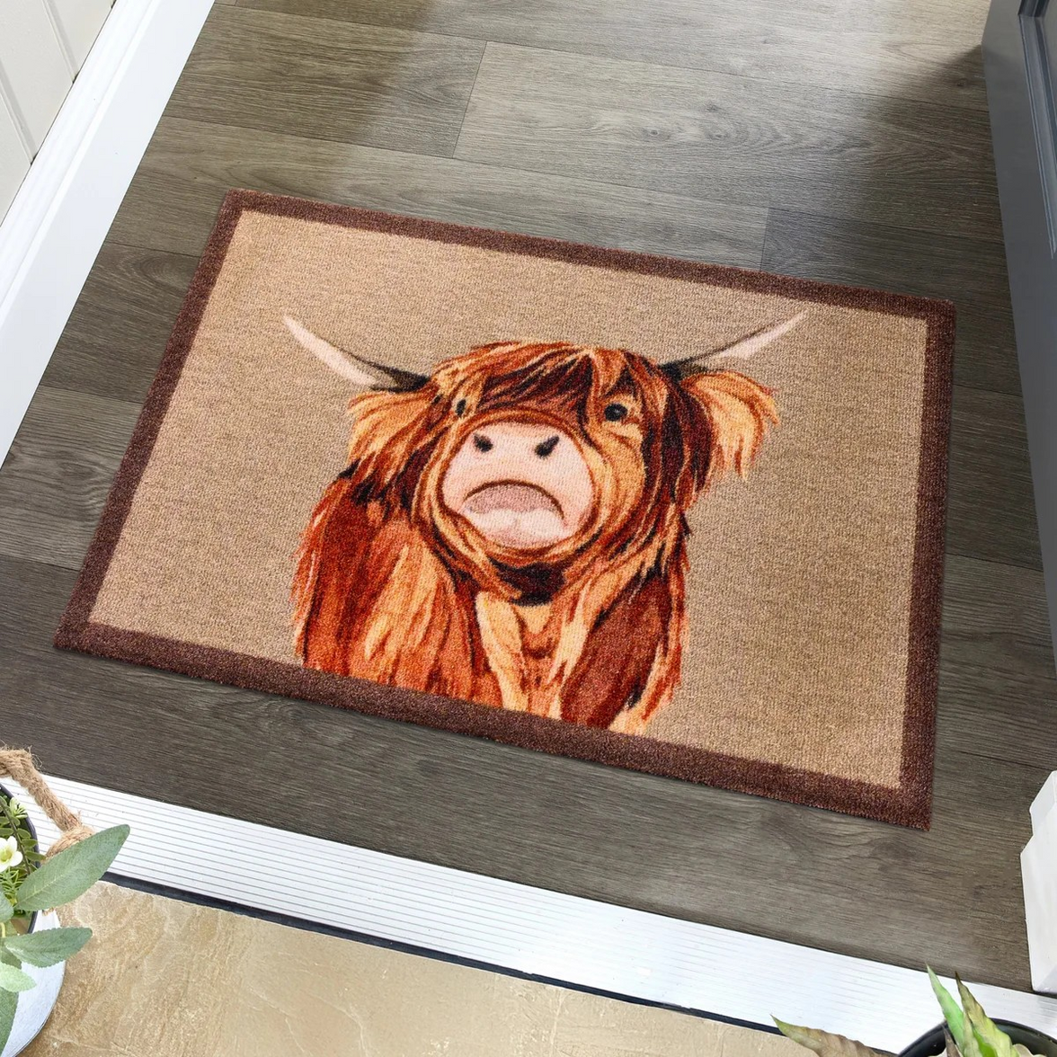 Highland Cow Washable Nylon Doormat