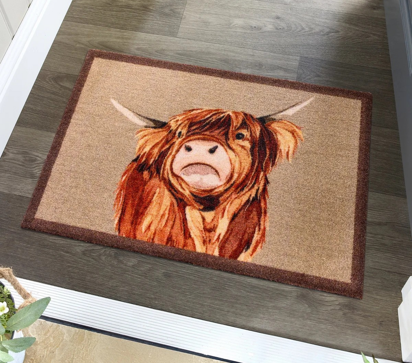 Highland Cow Washable Nylon Doormat
