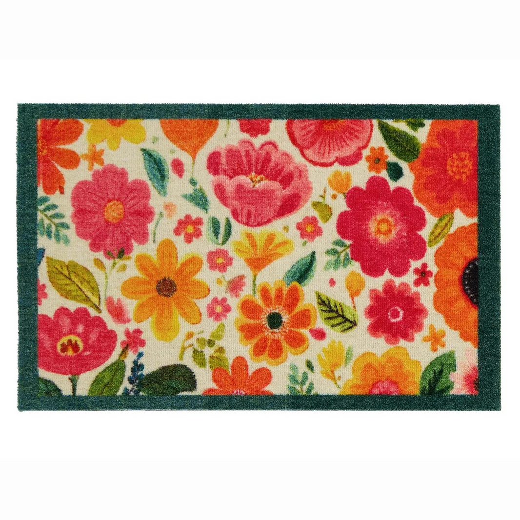 Bright Blooms Nylon Washable Doormat