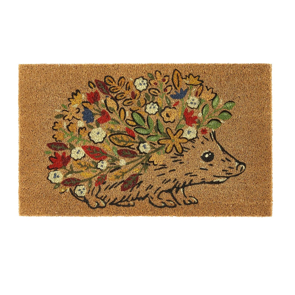 Floral Hedgehog Printed Coir Doormat